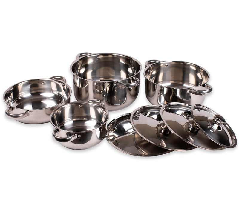 Batería Acero Inoxidable 8 Piezas c/Tapa Acero – Línea Málaga