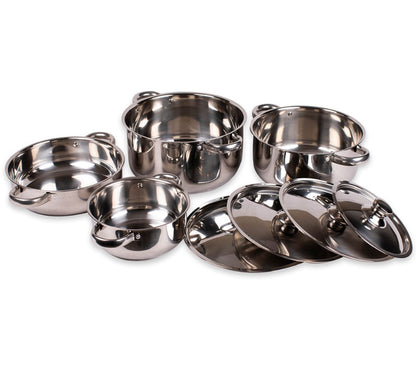 Batería Acero Inoxidable 8 Piezas c/Tapa Acero – Línea Málaga